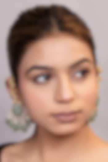 Gold Finish Pearl & Beaded Dangler Earrings by XAGO at Pernia's Pop Up Shop