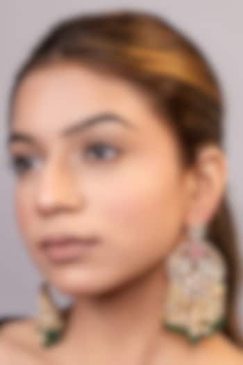 Gold Finish Pearl & Beaded Dangler Earrings by XAGO at Pernia's Pop Up Shop