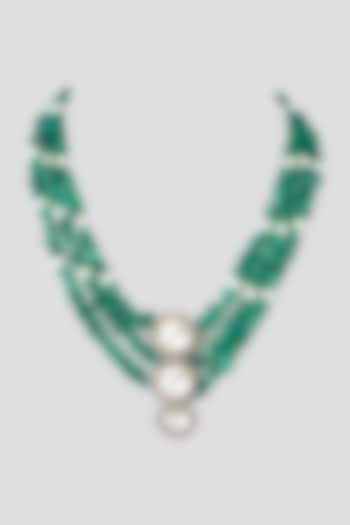 Gold Finish Kundan Polki & Green Onyx Necklace by XAGO at Pernia's Pop Up Shop