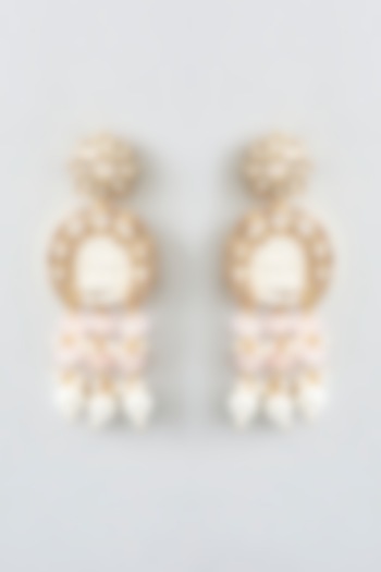 Gold Finish Kundan Polki & Pearl Dangler Earrings by XAGO at Pernia's Pop Up Shop