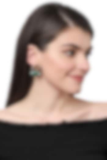 Gold Finish Quartz & Chalcedony Stud Earrings by XAGO at Pernia's Pop Up Shop