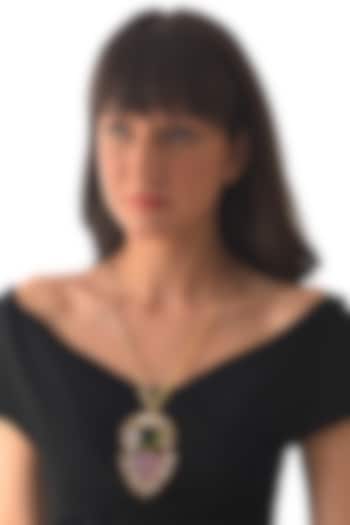 Gold Finish Semi Precious Gemstone Pendant Necklace by XAGO at Pernia's Pop Up Shop