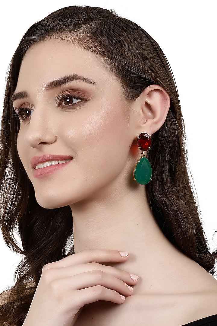 Gold Finish Onyx Earrings by XAGO at Pernia's Pop Up Shop