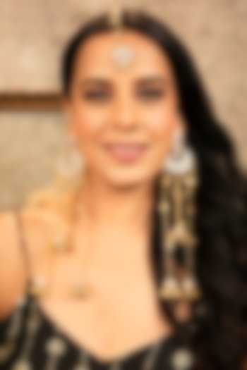 Gold Finish Moissanite Stone & Pearl Jhumka Earrings by XAGO at Pernia's Pop Up Shop