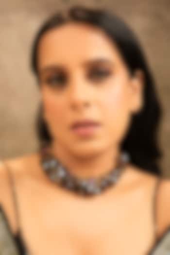 Gold Finish Black Stone & Pearl Necklace by XAGO at Pernia's Pop Up Shop