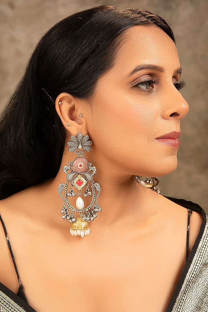 Silver Finish Pearl Jhumka Earrings by XAGO at Pernia's Pop Up Shop