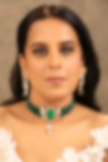 Gold finish Kundan Polki & Pearl Choker Necklace Set by XAGO at Pernia's Pop Up Shop