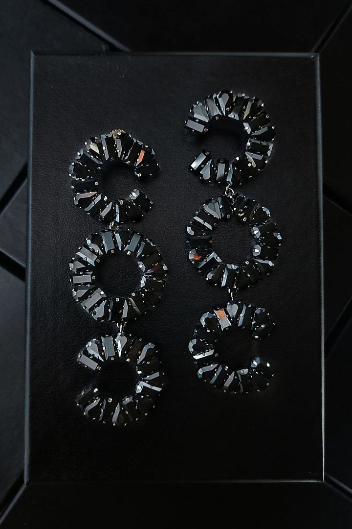 Black Rhodium Finish Dangler Earrings by Xxessories at Pernia's Pop Up Shop