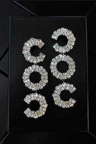 Black Rhodium Finish Dangler Earrings by Xxessories
