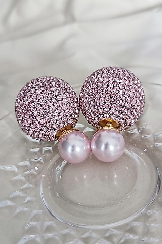White Finish Zirconia & Pearl Dual Stud Earrings by Xxessories
