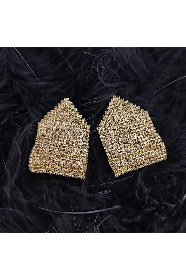 Gold Finish Zircons Stud Earrings by Xxessories