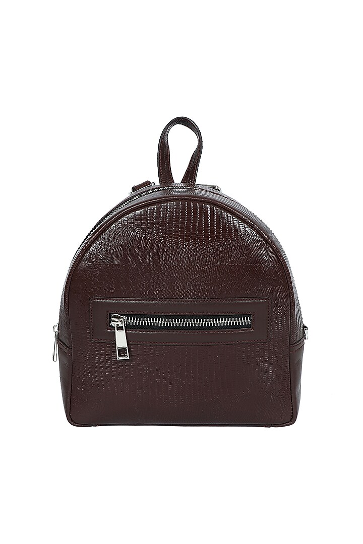 Brown Upcycled Leather Backpack by X FEET ABOVE at Pernia's Pop Up Shop