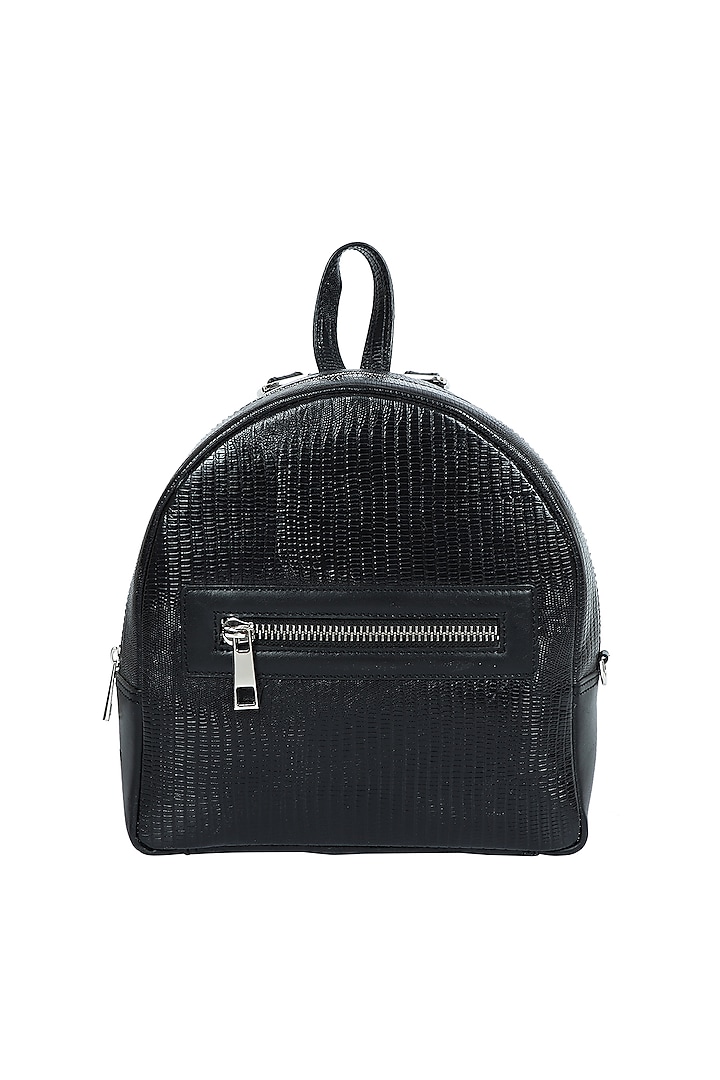 Black Upcycled Leather Backpack by X FEET ABOVE