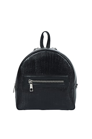 Black Upcycled Leather Backpack by X FEET ABOVE