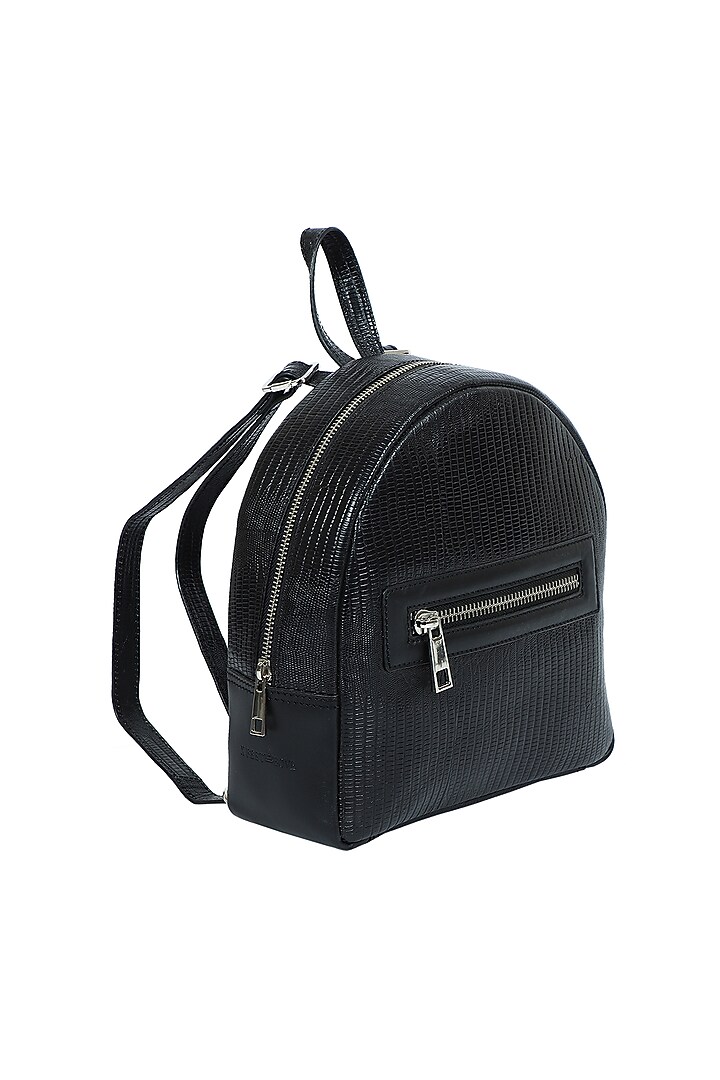 Black Upcycled Leather Backpack by X FEET ABOVE at Pernia's Pop Up Shop