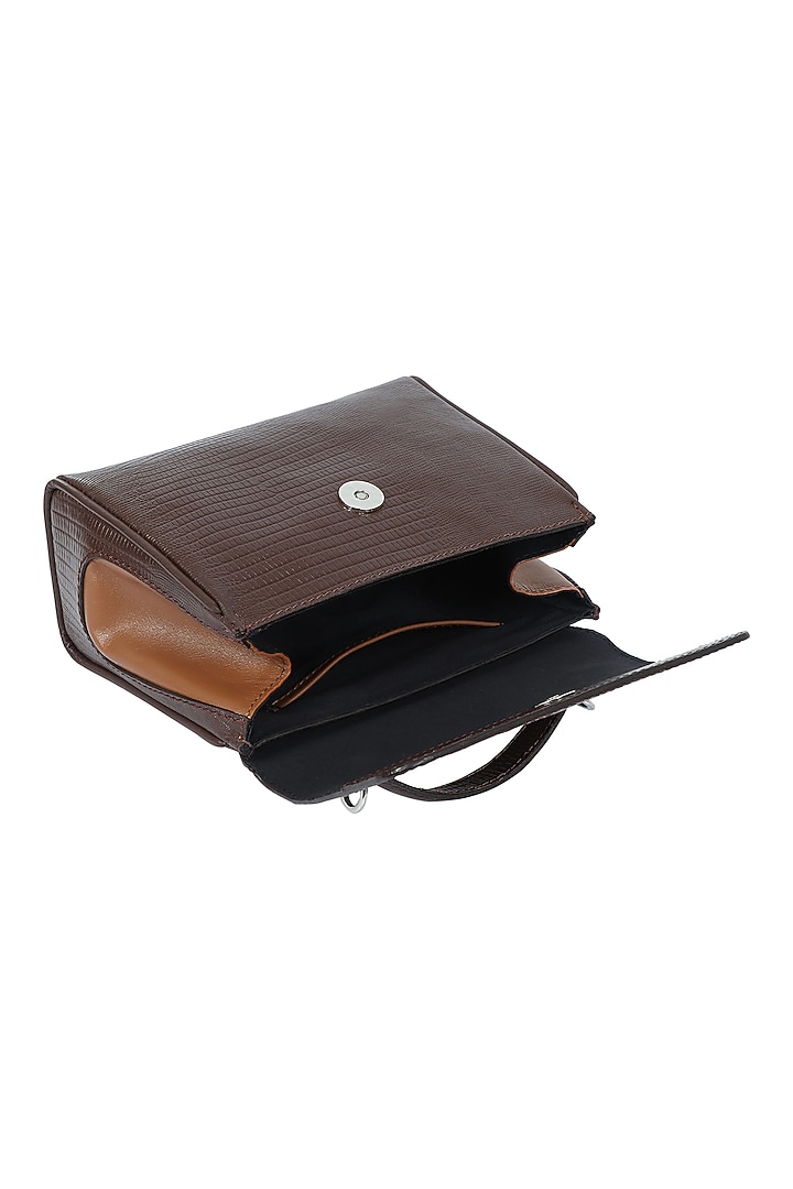 Brown Full Grain Leather Crossbody Bag by X FEET ABOVE at Pernia's Pop Up Shop