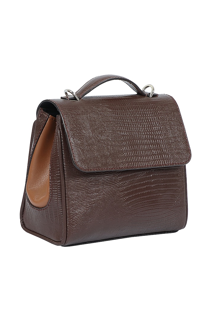 Brown Full Grain Leather Crossbody Bag by X FEET ABOVE at Pernia's Pop Up Shop