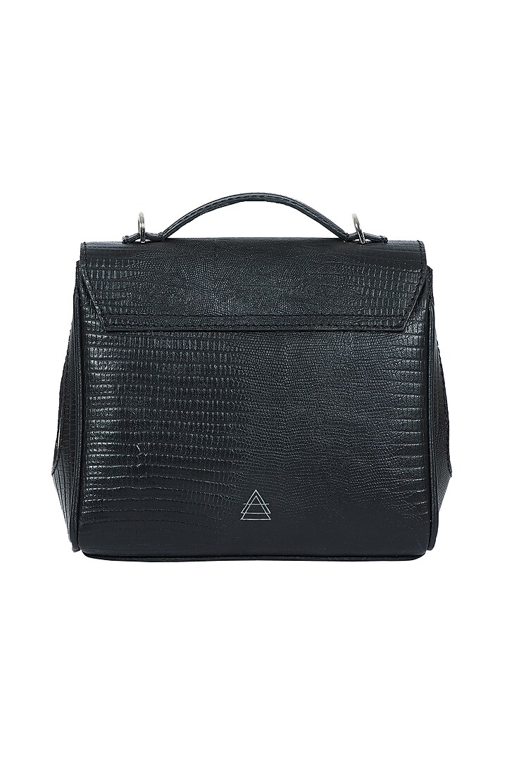 Black Full Grain Leather Crossbody Bag by X FEET ABOVE at Pernia's Pop Up Shop