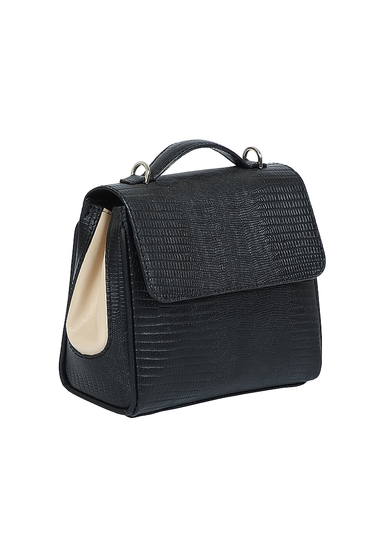 Black Full Grain Leather Crossbody Bag by X FEET ABOVE at Pernia's Pop Up Shop