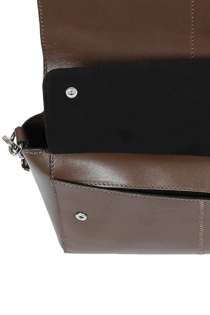 Taupe Upcycled Leather Hand Bag by X FEET ABOVE at Pernia's Pop Up Shop