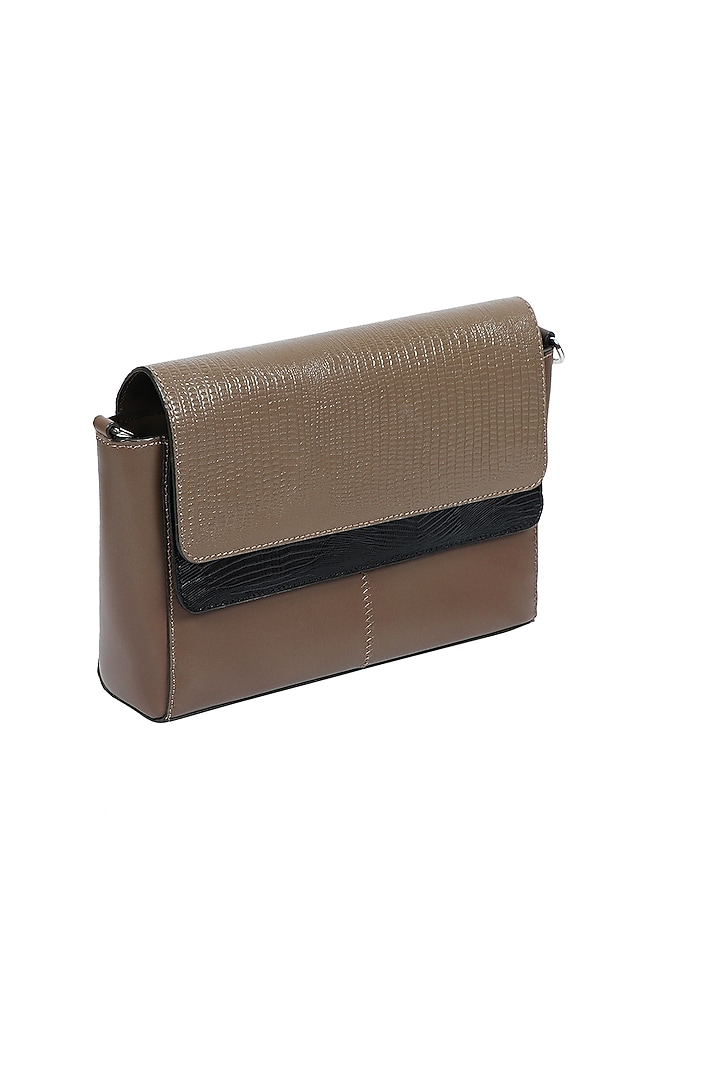 Taupe Upcycled Leather Hand Bag by X FEET ABOVE at Pernia's Pop Up Shop