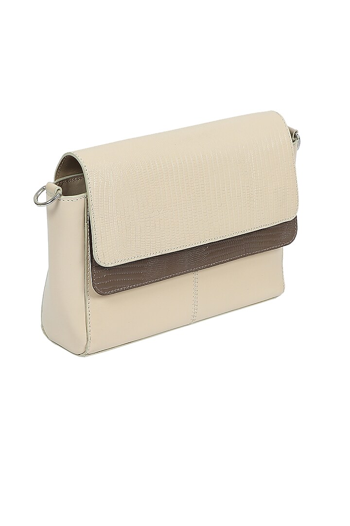 White Upcycled Leather Hand Bag by X FEET ABOVE at Pernia's Pop Up Shop