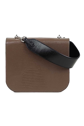 Taupe Full Grain Leather Structured Hand Bag by X FEET ABOVE