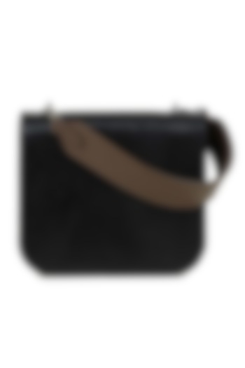 Black Full Grain Leather Structured Hand Bag by X FEET ABOVE