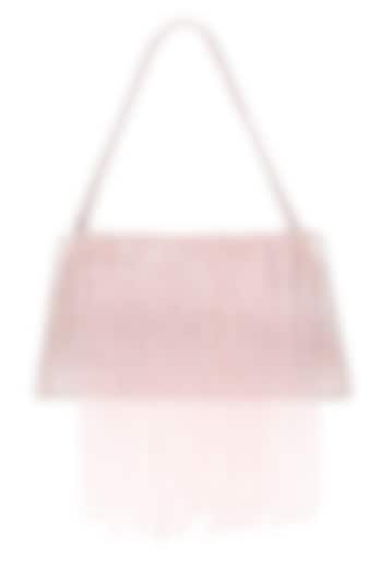 Pink Foiled Fabric Tasseled Hand Bag by X FEET ABOVE