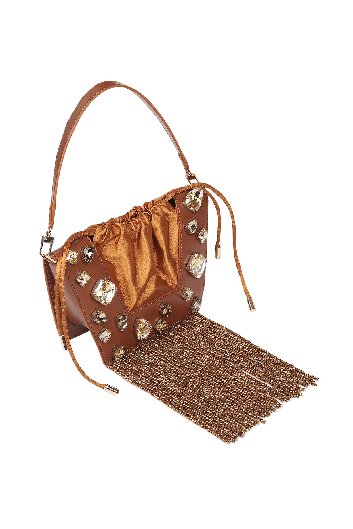 Embellished Leather Fringe Bag