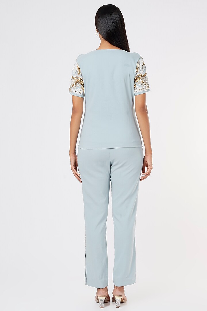 Sky Blue Sequins Co-Ord Set by XXVII XI at Pernia's Pop Up Shop
