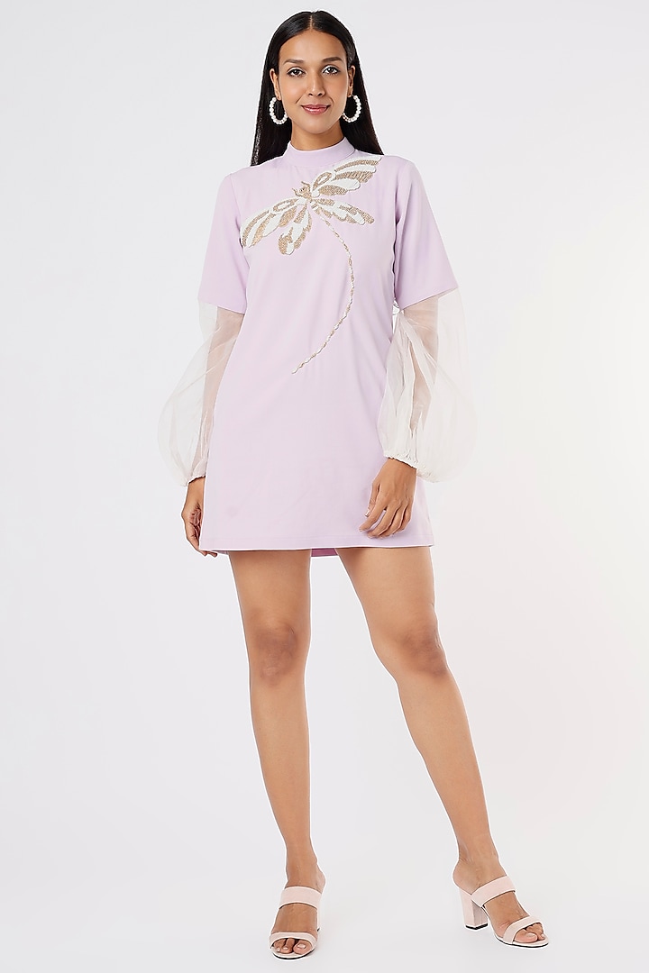 Lilac Embellished Mini Dress by XXVII XI