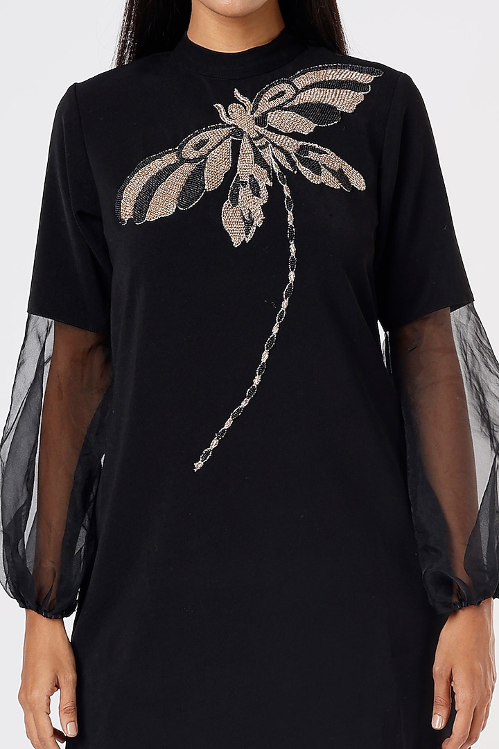 Black Embellished Mini Vacation Dress by XXVII XI at Pernia's Pop Up Shop