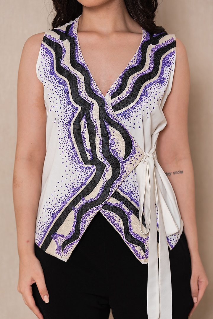 White & Black Armani Embroidered Co-Ord Set by XXVII XI at Pernia's Pop Up Shop
