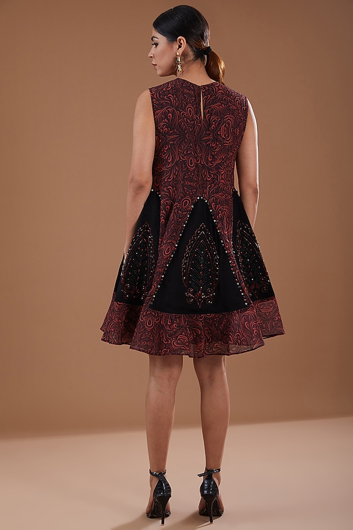 Black Georgette Hand Embroidered Vacation Dress by YagaanaByP at Pernia's Pop Up Shop