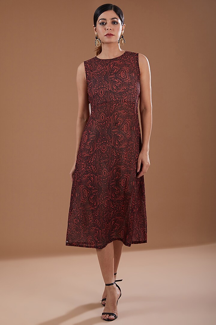 Black Georgette Abstract Printed & Crystals Embroidered Kaftan by YagaanaByP at Pernia's Pop Up Shop