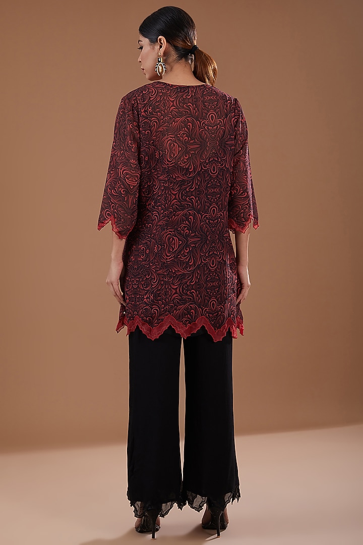 Black Georgette Abstract Printed Co-Ord Set by YagaanaByP at Pernia's Pop Up Shop