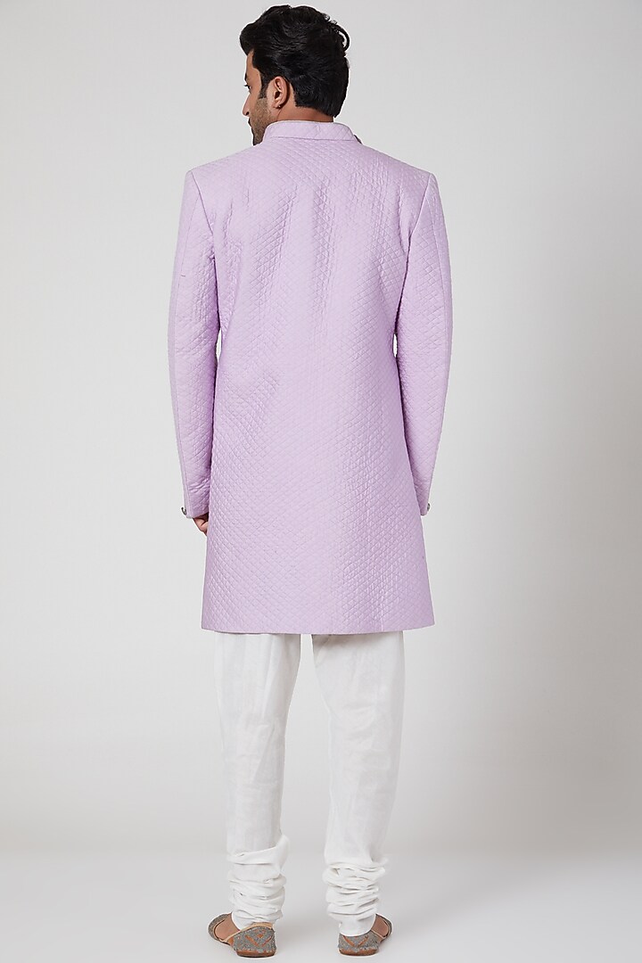 Lavender Wedding Sherwani With Asymmetric Closure by YAJY By Aditya Jain at Pernia's Pop Up Shop