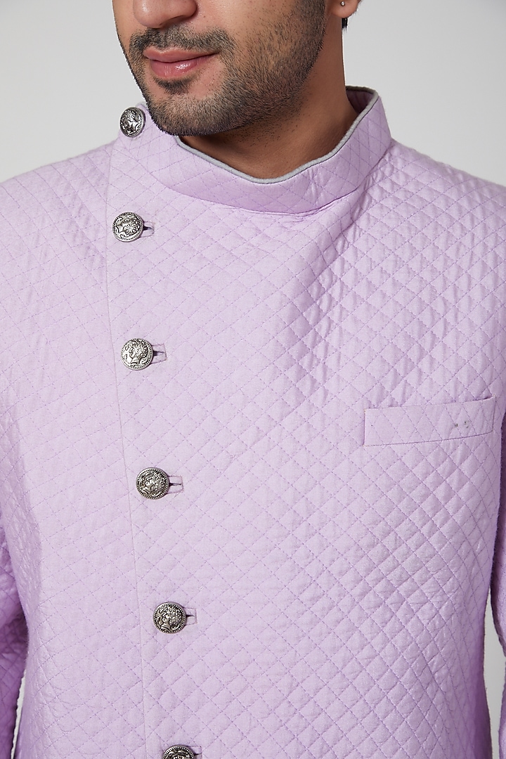 Lavender Wedding Sherwani With Asymmetric Closure by YAJY By Aditya Jain at Pernia's Pop Up Shop