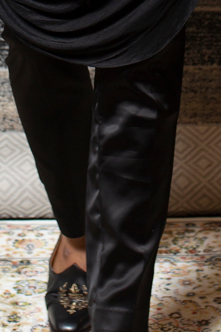 Black Hand Embroidered Wedding Bandhgala Jacket Set by YAJY By Aditya Jain at Pernia's Pop Up Shop