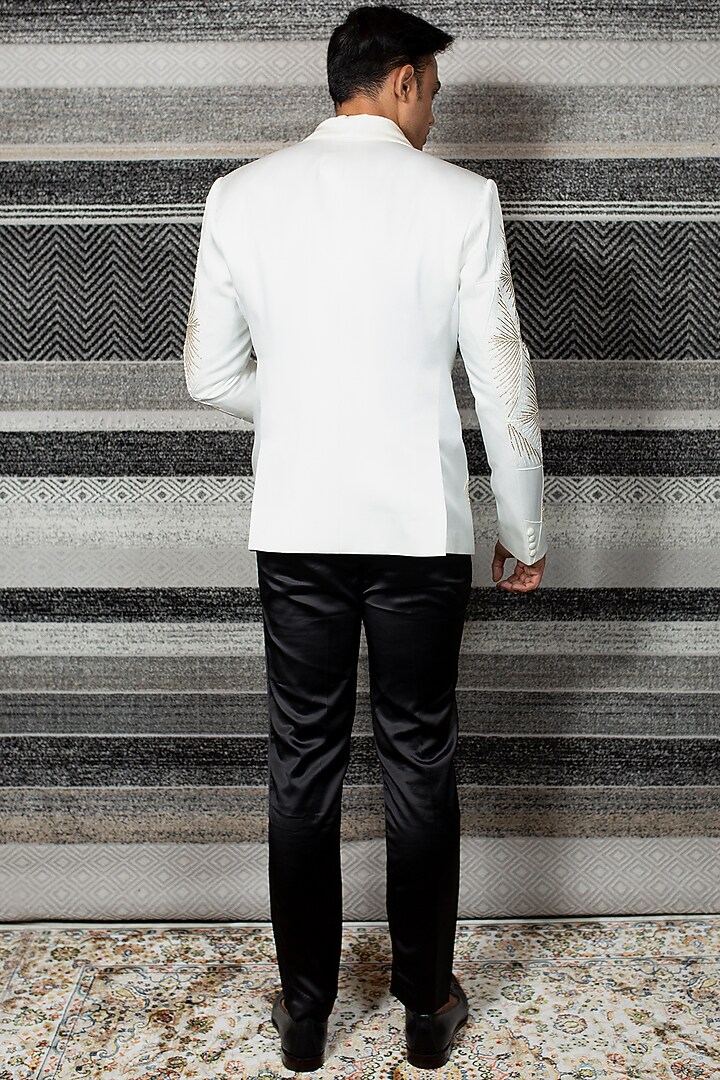 Off-White Italian Suiting Tuxedo Set by YAJY By Aditya Jain at Pernia's Pop Up Shop