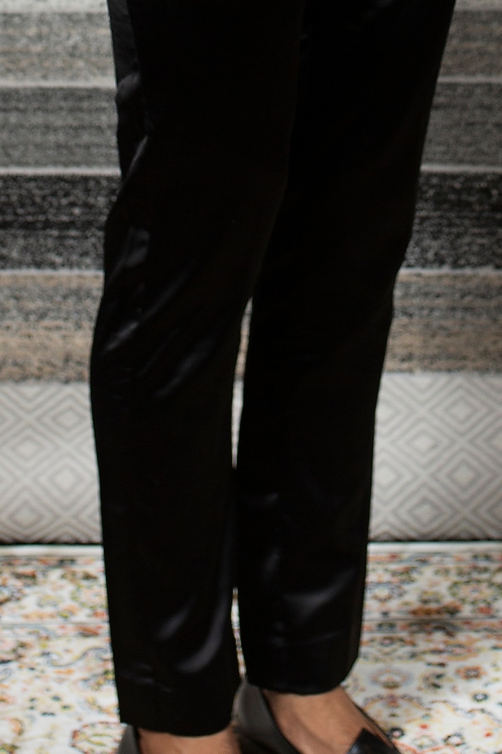 Navy Blue Silk Velvet Tuxedo Set by YAJY By Aditya Jain at Pernia's Pop Up Shop