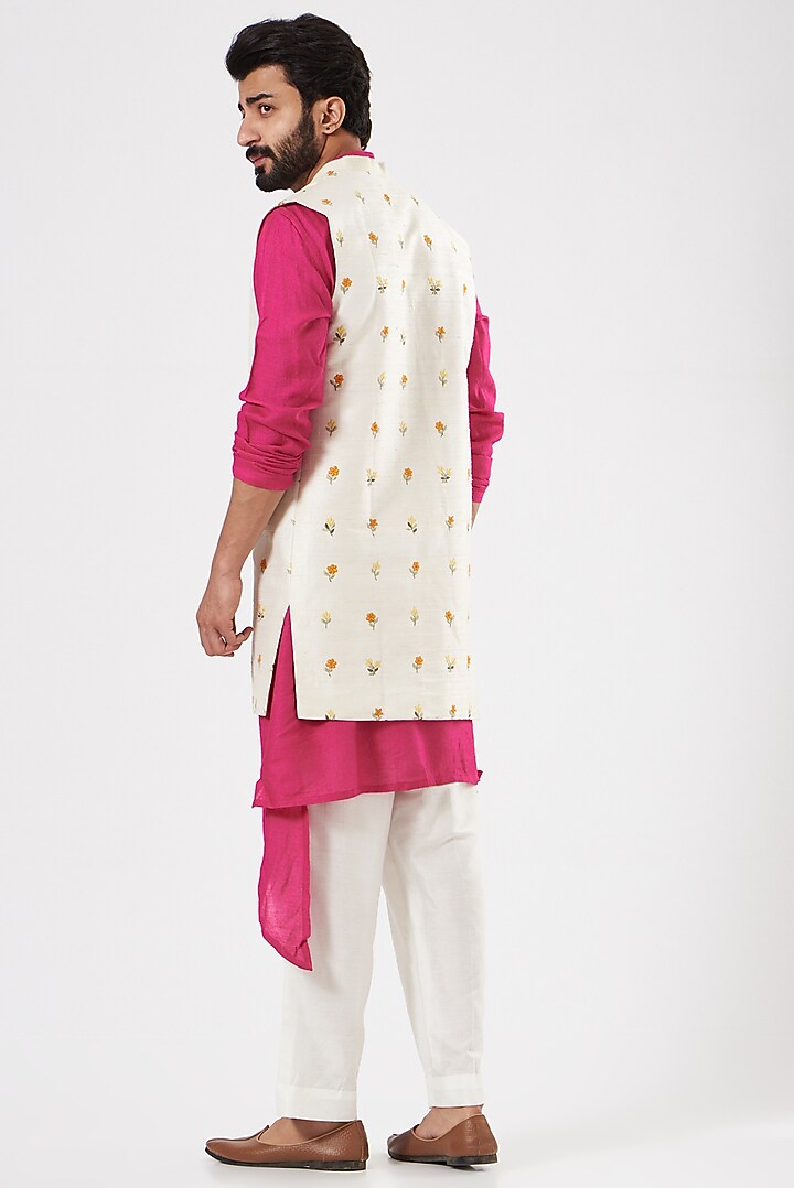 Fuchsia Silk Wedding Indowestern Set by YAJY By Aditya Jain at Pernia's Pop Up Shop