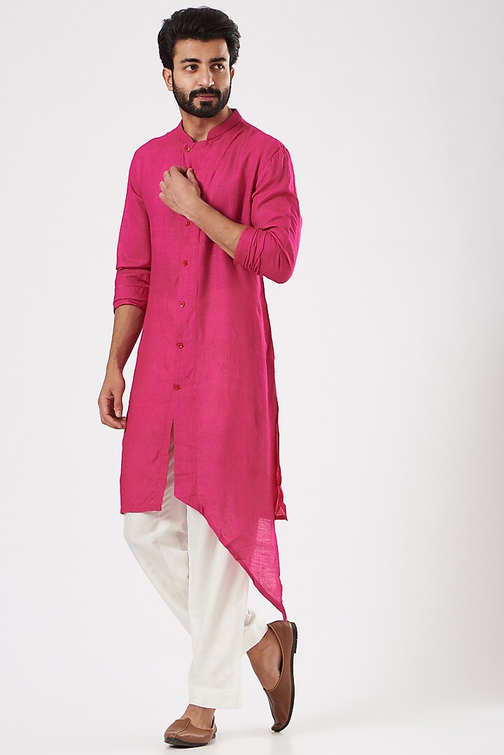 Fuchsia Silk Wedding Indowestern Set by YAJY By Aditya Jain at Pernia's Pop Up Shop