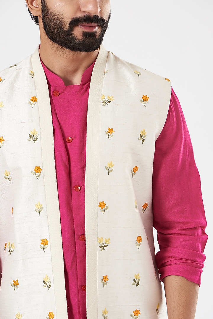 Fuchsia Silk Wedding Indowestern Set by YAJY By Aditya Jain at Pernia's Pop Up Shop