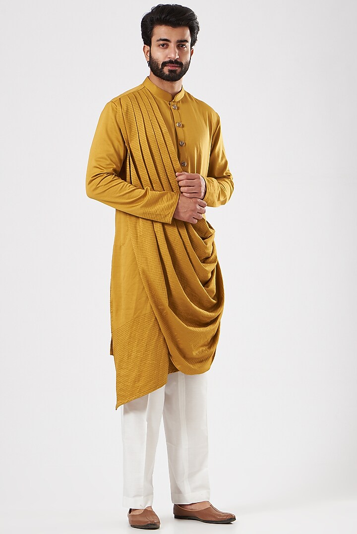 Off-White Silk HAnd Embroidered Nehru Jacket Set by YAJY By Aditya Jain at Pernia's Pop Up Shop
