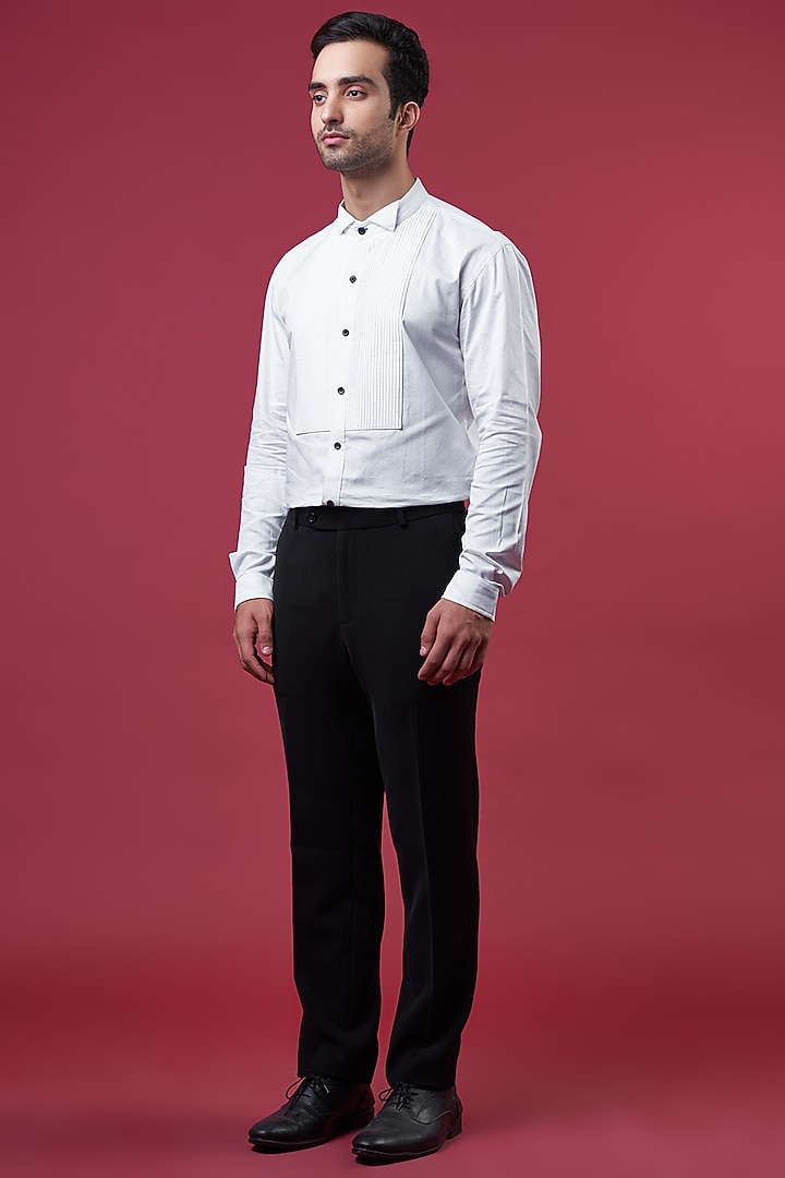 White Cotton Party Wear Shirt by YAJY By Aditya Jain at Pernia's Pop Up Shop