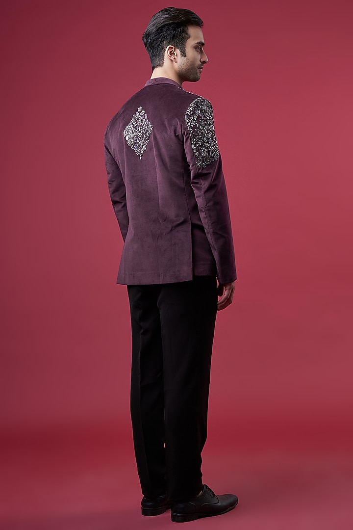 Jamuni Suede Embellished Wedding Bandhgala Set by YAJY By Aditya Jain at Pernia's Pop Up Shop