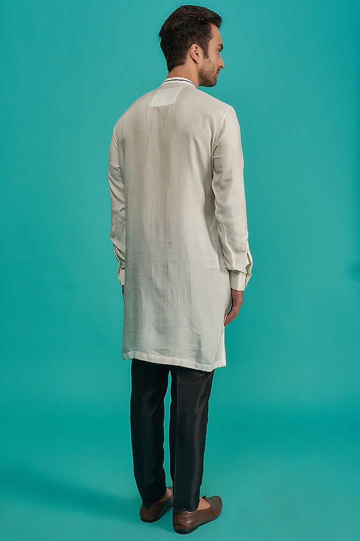 White Cotton Silk Kurta Set by YAJY By Aditya Jain at Pernia's Pop Up Shop