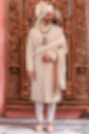 Ivory Silk Dori Embroidered Groom Sherwani Set by YAJY By Aditya Jain at Pernia's Pop Up Shop